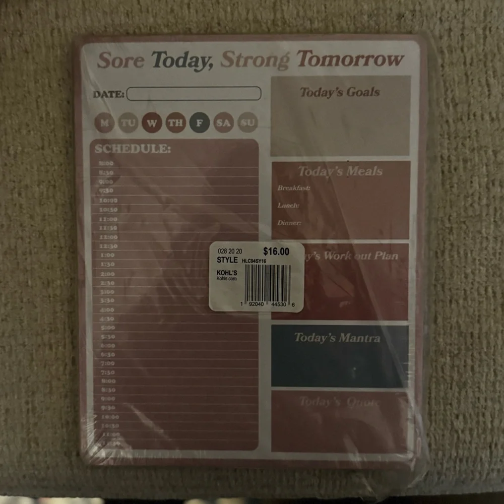 ✨5/$12 LC Pink fitness health goals daily Planner to do list notepad